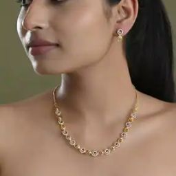 Women Stone-Studded Necklace & Earrings Set-image-15