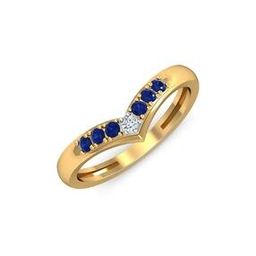 Yellow Gold Diamond-Studded Cerulean Blue Sapphire Ring-image-14