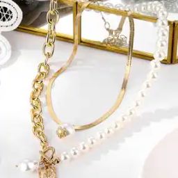 Gold Plated Pearl Necklace-image-79
