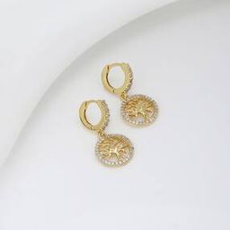 Gold Plated CZ Circular Hoop Earrings - FJE3907-image-3