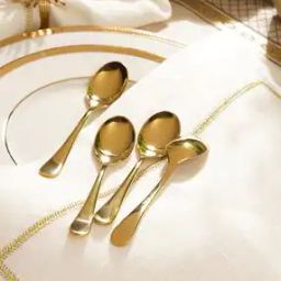 Set of 4 Gold Stainless Steel Dessert Spoons-16