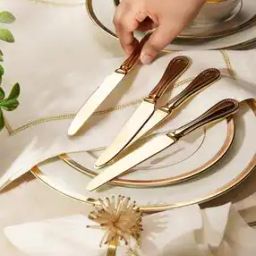 Set of 4 Gold Stainless Steel Dessert Knives-8
