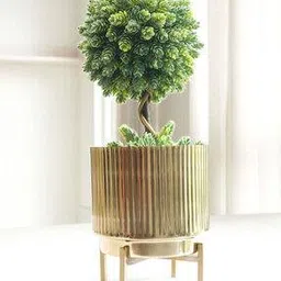 Golden Metal Fluted Planter-image-15