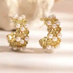 Women Gold-Plated Hoops Earrings -image-87