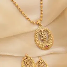 Women Stone-Studded Necklace & Earrings Set-image-76