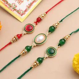nvr Set of 2 Stone-Studded Tie-Up Rakhis image 1