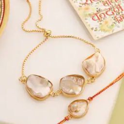 Men Set of 2 Kundan-Studded Tie-Up & Lumba Rakhis-0