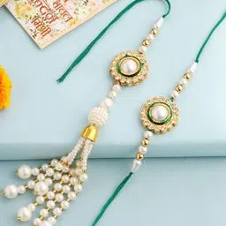 Set of 2 Stone-Studded Beaded Tie-Up Rakhis -image-86