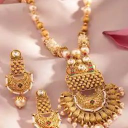 Women Gold-Plated Necklace & Earrings-image-82