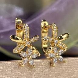 Gold-Plated American Diamond-Studded Clip-On Earrings-23