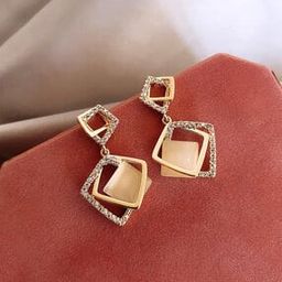 Stone-Studded Drop Earrings-image-36