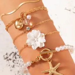 Set of 5 Gold-Plated Link Bracelets-image-76