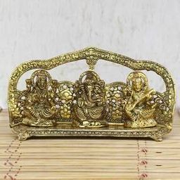 Golden Laxmi Ganesha Saraswati Shining Religious Decorative Showpiece-picture-36