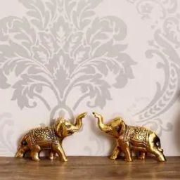 Set of 2 Golden Elephants Metal Animal Figurine Decorative Showpieces-51