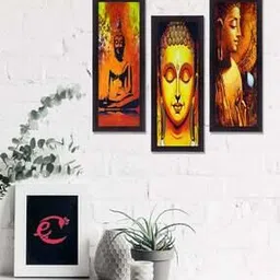Set of 3 Lord Buddha Wall Art 21" x 16"-image-0