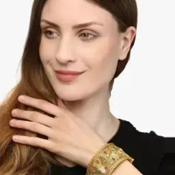 Set of 2 Gold-Plated Stone-Studded Broad Bangles-image-54