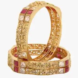 Set of 4 Gold-Plated Stone-Studded Bangles-image-1