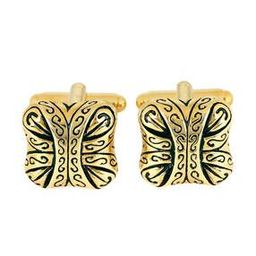 Gold-Plated Engraved Cufflinks-image-1