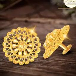 Gold-Plated Crystal-Studded Stud Earrings-8