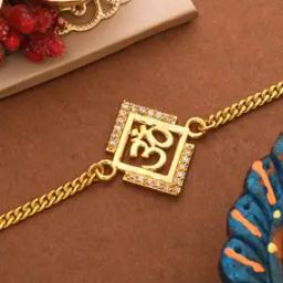 Tie-Up Gold Tone Auspicious OM Rakhi-image-13