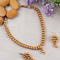 Gold-Plated Necklace & Earrings Set-image-28