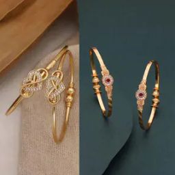 Set of 4 Women Gold-Plated Stone-Studded Bangles-image-0