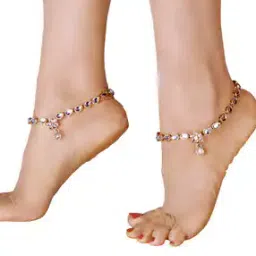 charms Set of 2 Gold-Plated Kundan-Studded Anklets-picture-27