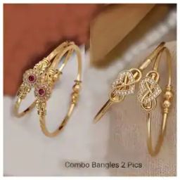 Women Gold-Plated Adjustable Bangle Set-image-25