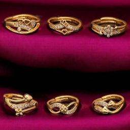 Women Set of 6 Gold-Plated Adjustable Rings-image-40