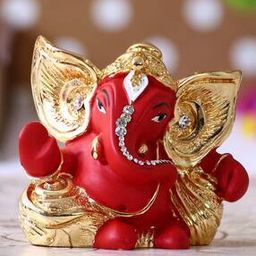 Gold Plated Red Kaan Ganesha Decorative Showpiece for Car-image-52