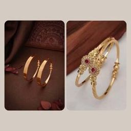 Women Set of 4 Gold-Plated Stone-Studded Bangles-image-43