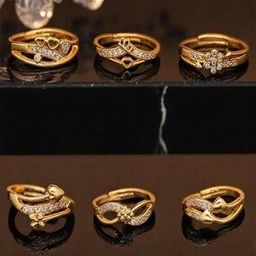 Pack of 6 Women Stone-Studded Rings-9