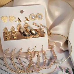 Set of 9 Gold-Plated Hoop & Stud Earrings-13