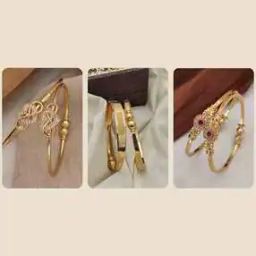 Pack of 3 Women Gold-Plated Kada Bangles-image-65
