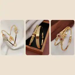 Pack of 3 Women Gold-Plated Kada Bangles-image-1