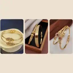 Pack of 3 Women Gold-Plated Kada Bangles-image-73