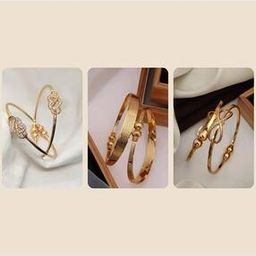 Set of 3 Women Gold-Plated Stone-Studded Bangles-image-92