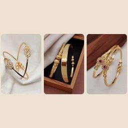 Pack of 3 Women Gold-Plated Kada Bangles-image-13
