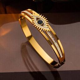 Gold-Plated American Diamond-Studded Evil-Eye Cuff Bracelet-image-10