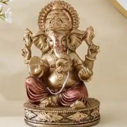 Gold-Plated Polyresin Sitting Ganesha Figurine-image-65