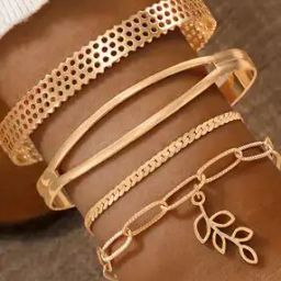 Set of 4 Gold-Plated Contemporary Bracelets-image-25