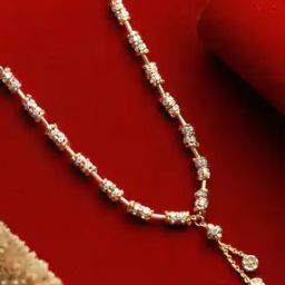 Gold-Plated Stone Studded Short Necklace-26