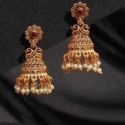 Gold-Plated Stone-Studded Jhumkas-image-14
