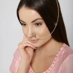 Gold-Plated Kundan & Stone-Studded Floral Nath-image-52