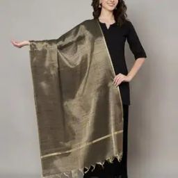 Women Silk Dupatta with Tassels-39
