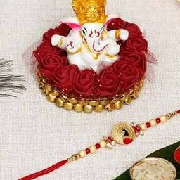 Rakhi with Ganesha Idol & Roli Chawal Set-image-64