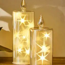 Set of 2 Glass LED Candle Light Table Lamps-11