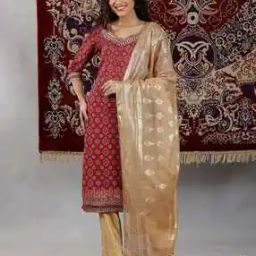 Women Kota Doria Dupatta with Floral Motifs-picture-37