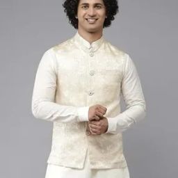 Men Floral Print Slim-Fit Nehru Jacket-46