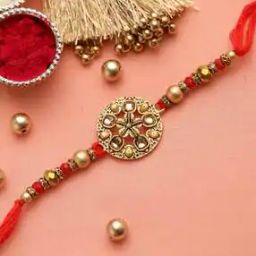 Beaded Rakhi with Greeting Card & Roli-Chawal Set-image-10
